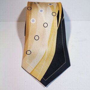 VINTAGE STACY ADAMS MENS NECK TIE...GOLD  - BLACK -  OFF WHITE...SILK